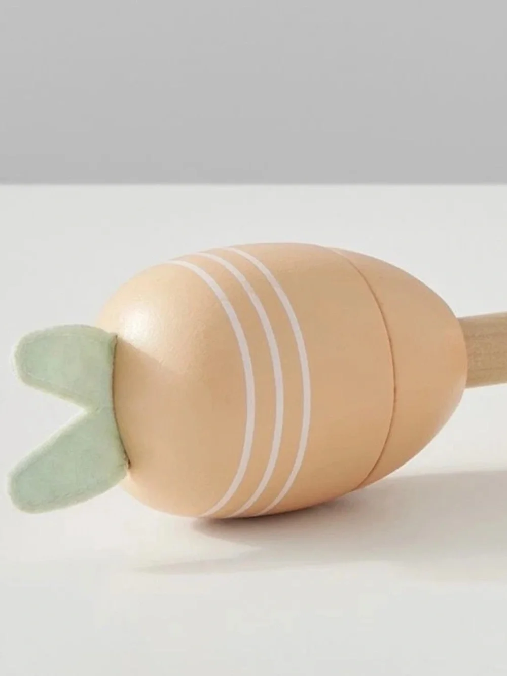 Pottery Barn Kids Bunny Maraca Wooden Baby Rattle Infant Toy Natural Wood Fabric